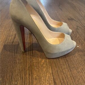 Christian Louboutin Gray Peep-Toe Heels